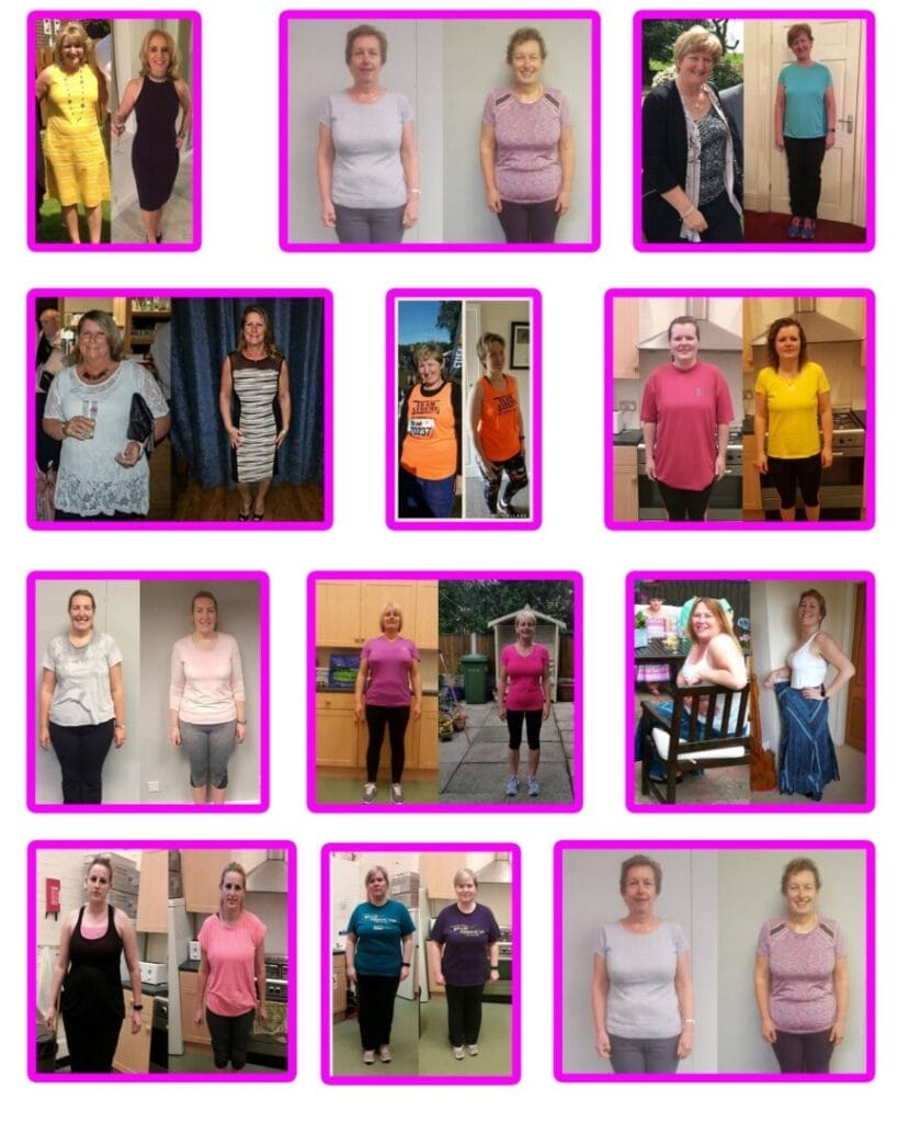 Before-and-after photo montage of Transform Ladies Fitness members showing progress from consistent training and nutrition habits.